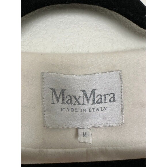 MaxMara Vintage Embroidered Open Front Wool Hook Eye Closure Coat White Women M - Picture 3 of 11